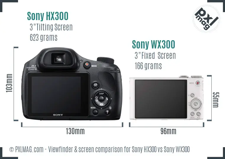 Sony HX300 vs Sony WX300 Screen and Viewfinder comparison