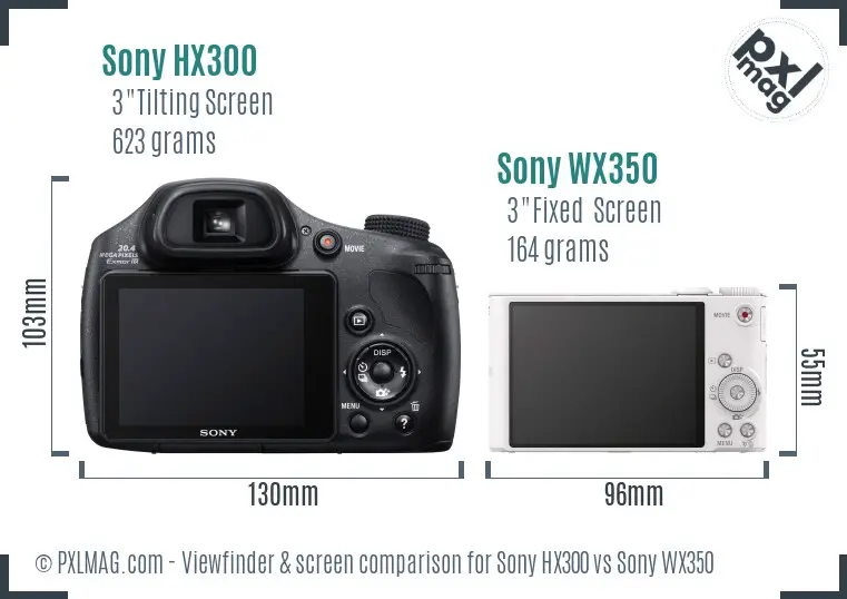 Sony HX300 vs Sony WX350 Screen and Viewfinder comparison