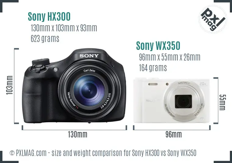 Sony HX300 vs Sony WX350 size comparison