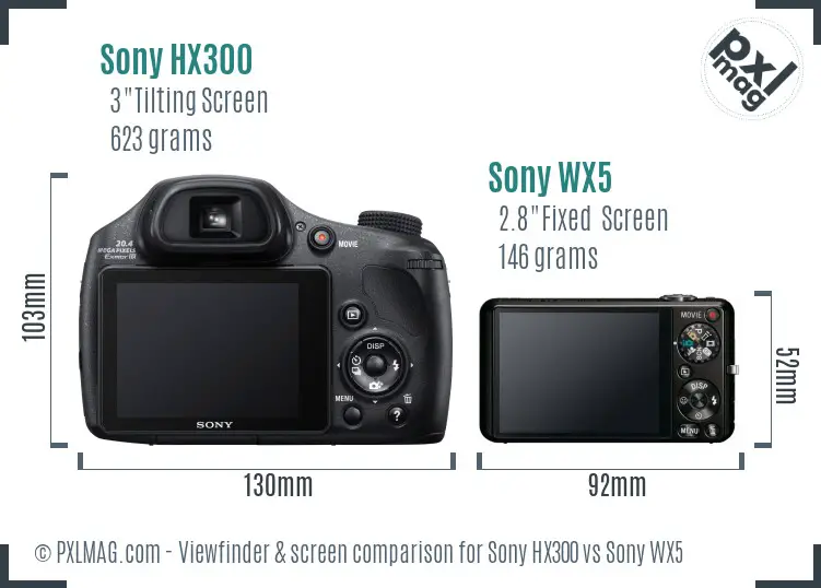 Sony HX300 vs Sony WX5 Screen and Viewfinder comparison