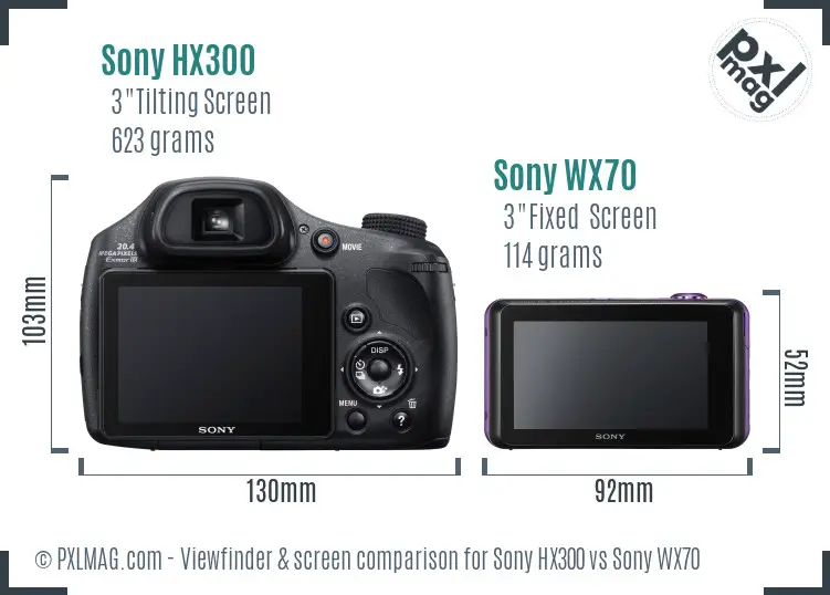 Sony HX300 vs Sony WX70 Screen and Viewfinder comparison