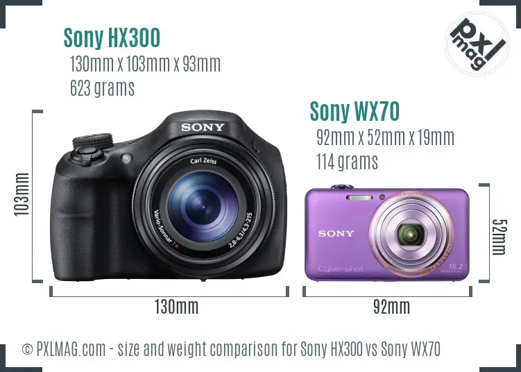 Sony HX300 vs Sony WX70 size comparison
