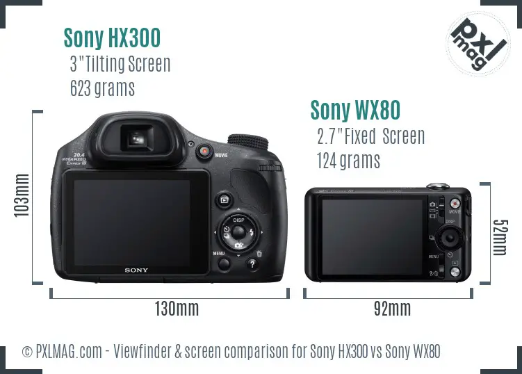 Sony HX300 vs Sony WX80 Screen and Viewfinder comparison