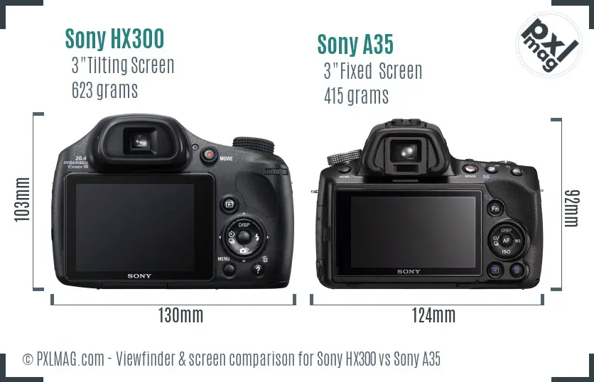 Sony HX300 vs Sony A35 Screen and Viewfinder comparison