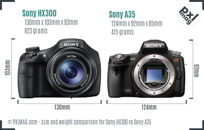 Sony HX300 vs Sony A35 size comparison