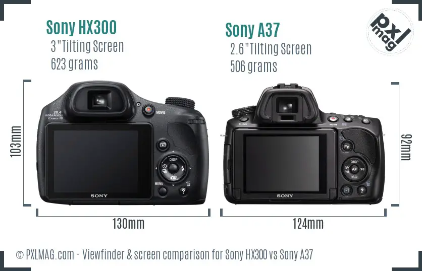 Sony HX300 vs Sony A37 Screen and Viewfinder comparison