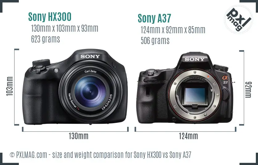 Sony HX300 vs Sony A37 size comparison