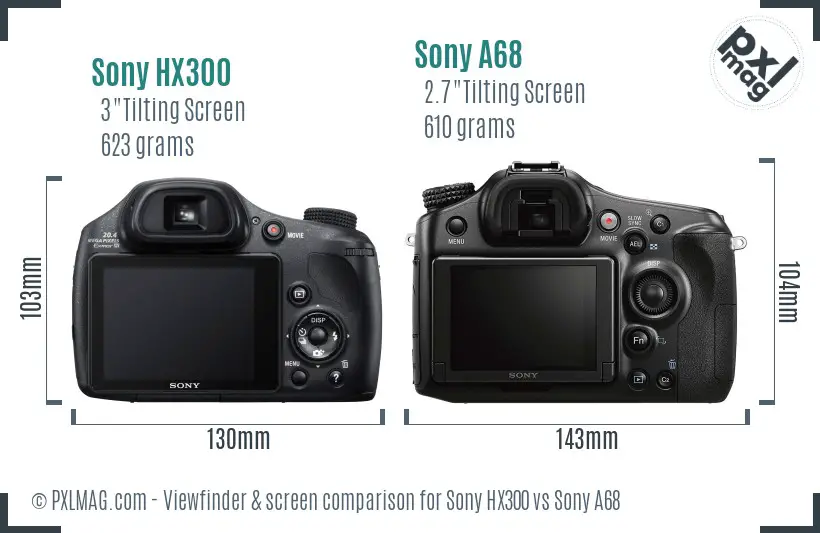 Sony HX300 vs Sony A68 Screen and Viewfinder comparison
