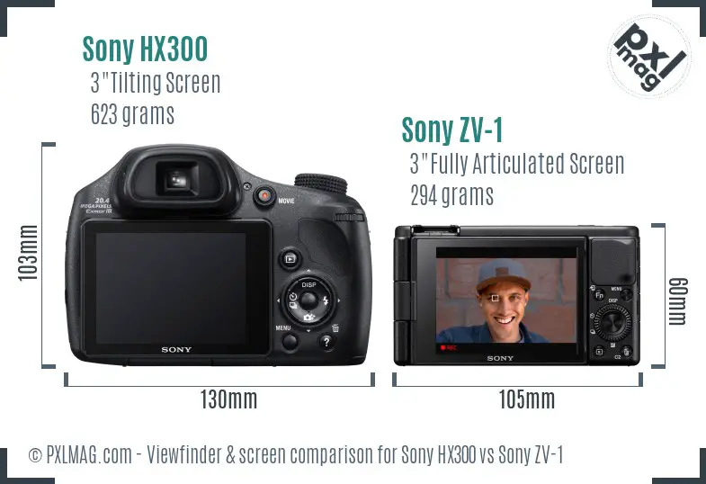 Sony HX300 vs Sony ZV-1 Screen and Viewfinder comparison