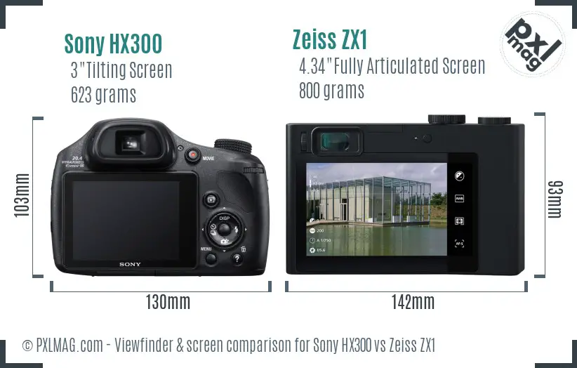 Sony HX300 vs Zeiss ZX1 Screen and Viewfinder comparison