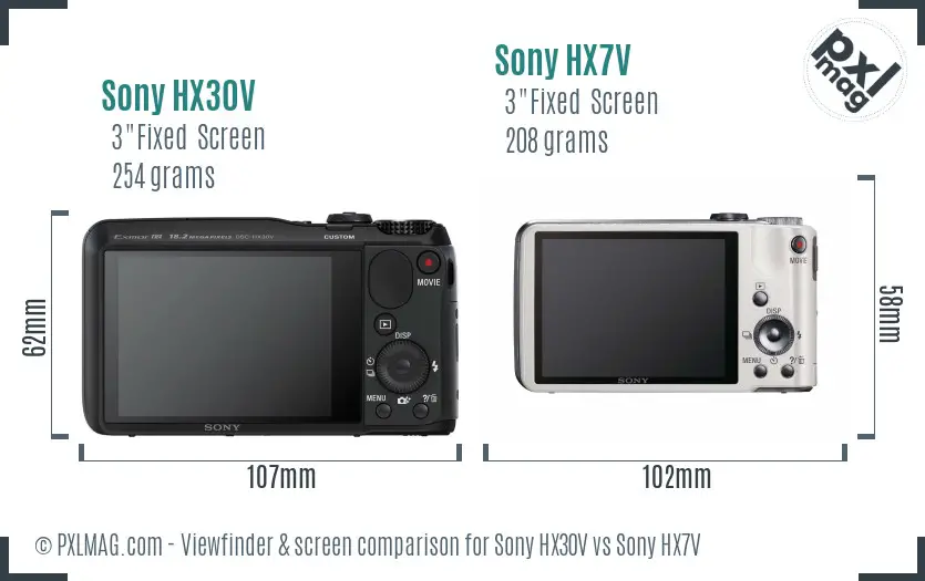 Sony HX30V vs Sony HX7V Screen and Viewfinder comparison