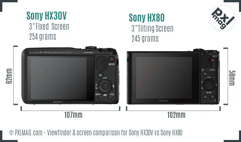 Sony HX30V vs Sony HX80 Screen and Viewfinder comparison