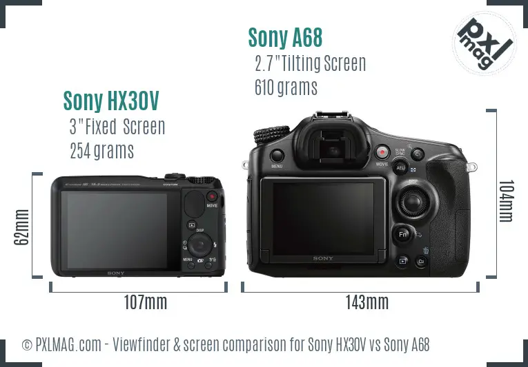 Sony HX30V vs Sony A68 Screen and Viewfinder comparison