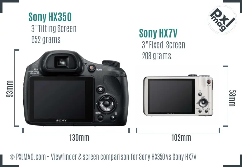 Sony HX350 vs Sony HX7V Screen and Viewfinder comparison