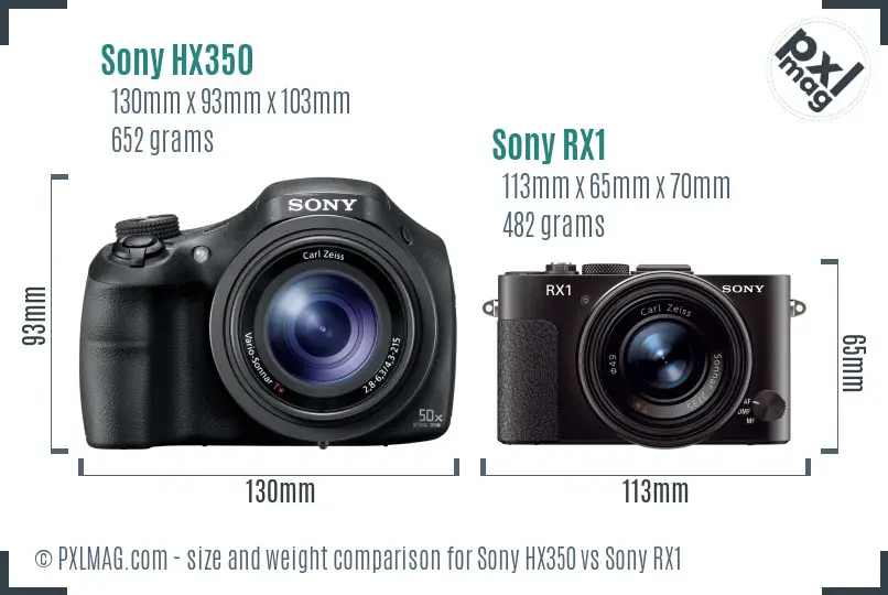 Sony HX350 vs Sony RX1 size comparison