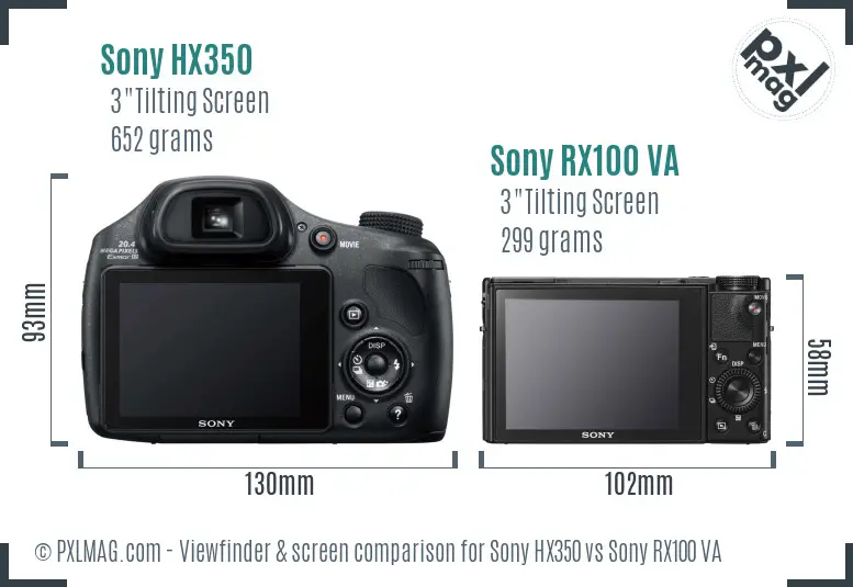 Sony HX350 vs Sony RX100 VA Screen and Viewfinder comparison