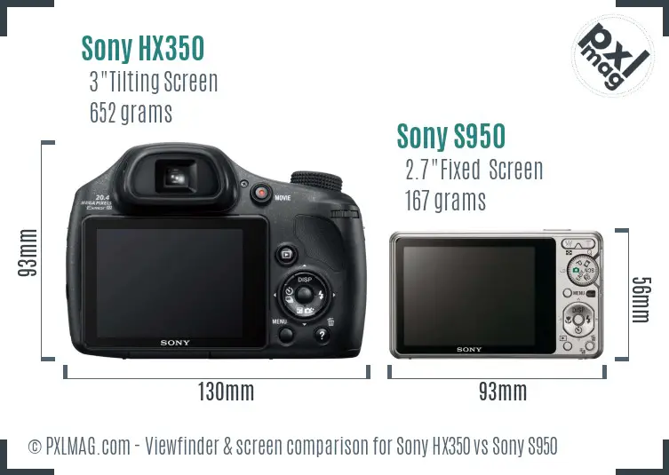 Sony HX350 vs Sony S950 Screen and Viewfinder comparison