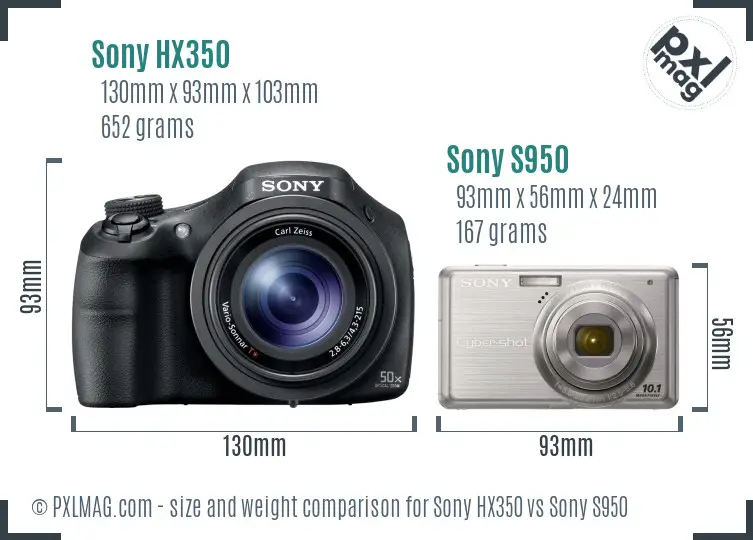 Sony HX350 vs Sony S950 size comparison