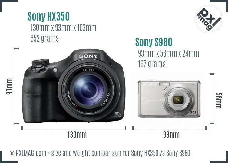 Sony HX350 vs Sony S980 size comparison