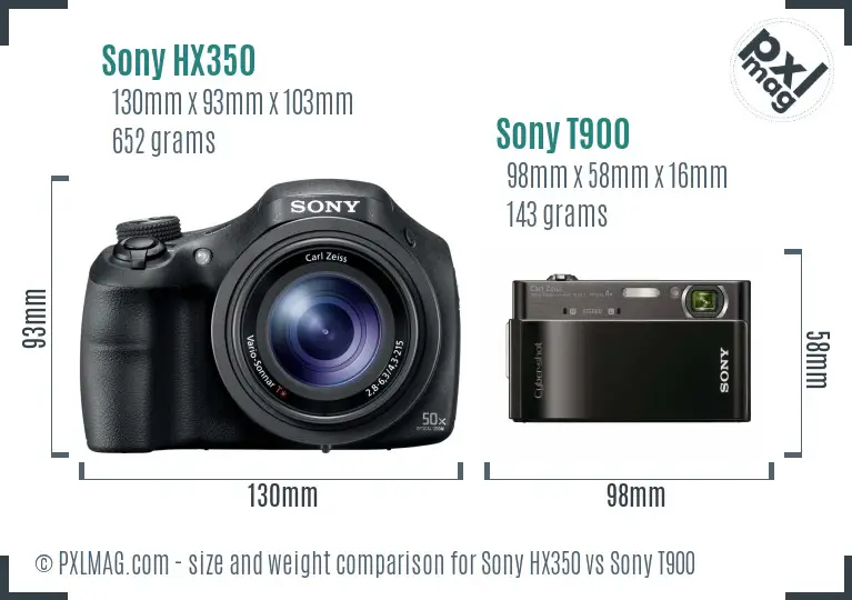 Sony HX350 vs Sony T900 size comparison