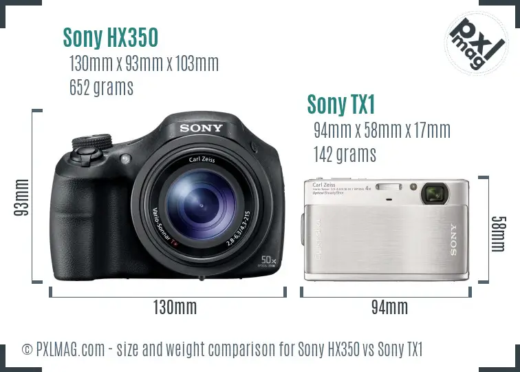 Sony HX350 vs Sony TX1 size comparison