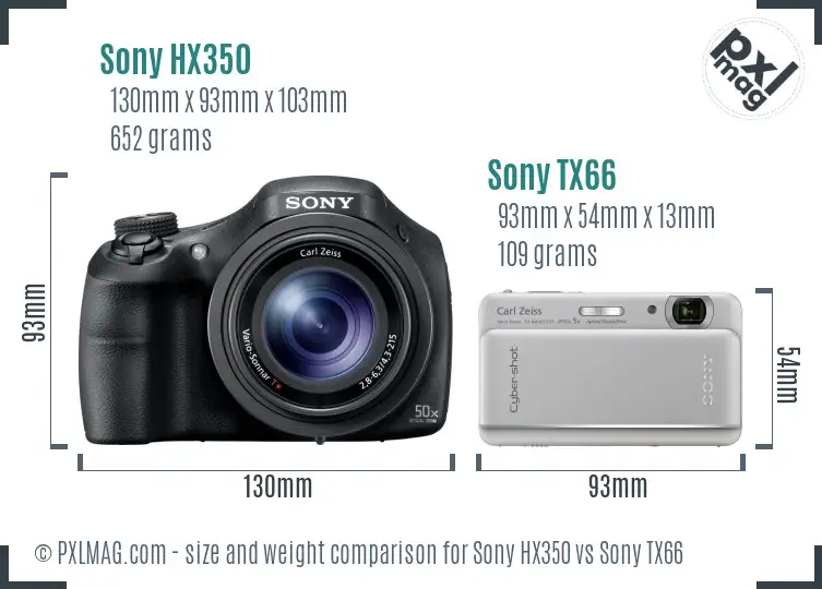 Sony HX350 vs Sony TX66 size comparison