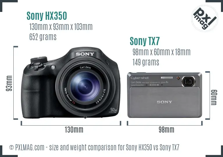 Sony HX350 vs Sony TX7 size comparison