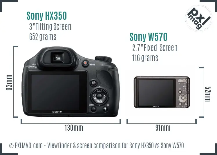 Sony HX350 vs Sony W570 Screen and Viewfinder comparison