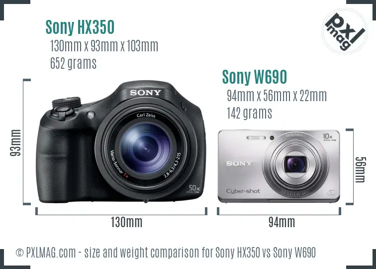 Sony HX350 vs Sony W690 size comparison