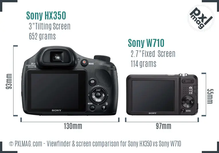 Sony HX350 vs Sony W710 Screen and Viewfinder comparison