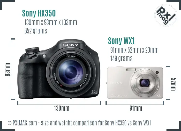 Sony HX350 vs Sony WX1 size comparison