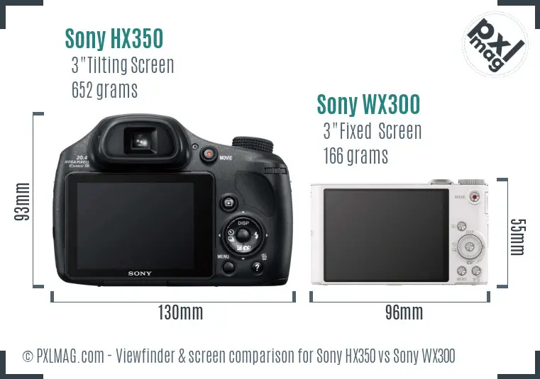 Sony HX350 vs Sony WX300 Screen and Viewfinder comparison