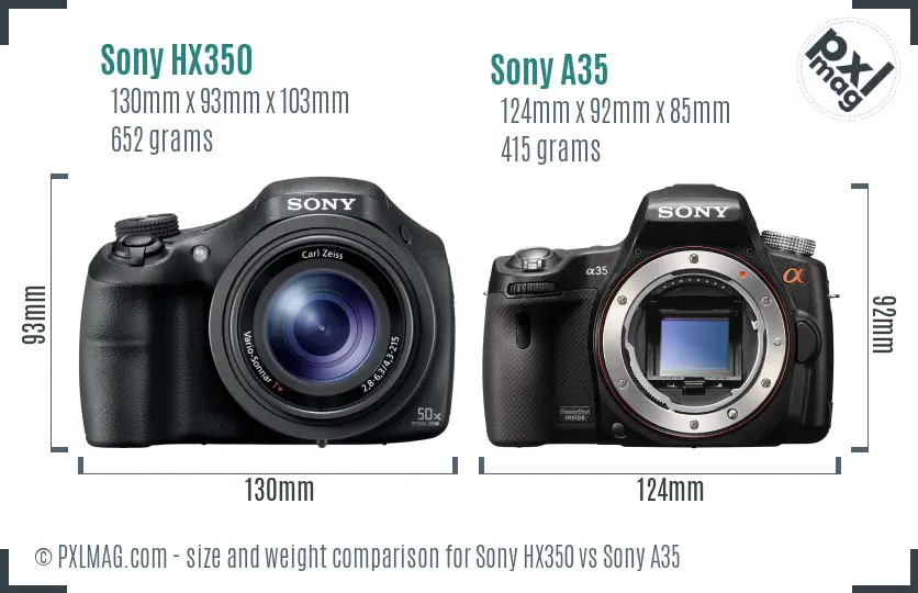 Sony HX350 vs Sony A35 size comparison