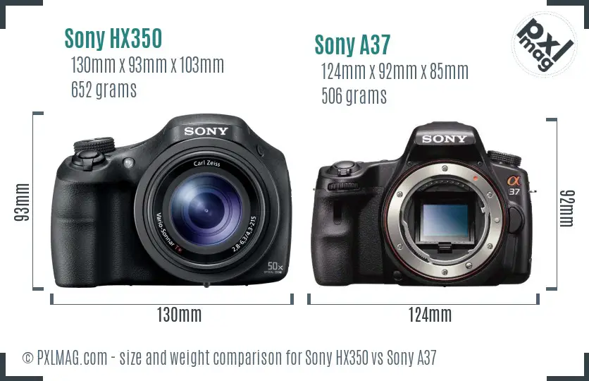 Sony HX350 vs Sony A37 size comparison