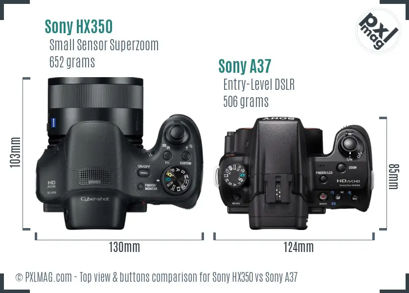 Sony HX350 vs Sony A37 top view buttons comparison