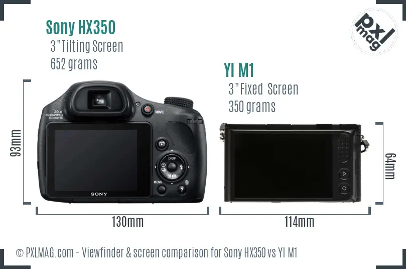 Sony HX350 vs YI M1 Screen and Viewfinder comparison