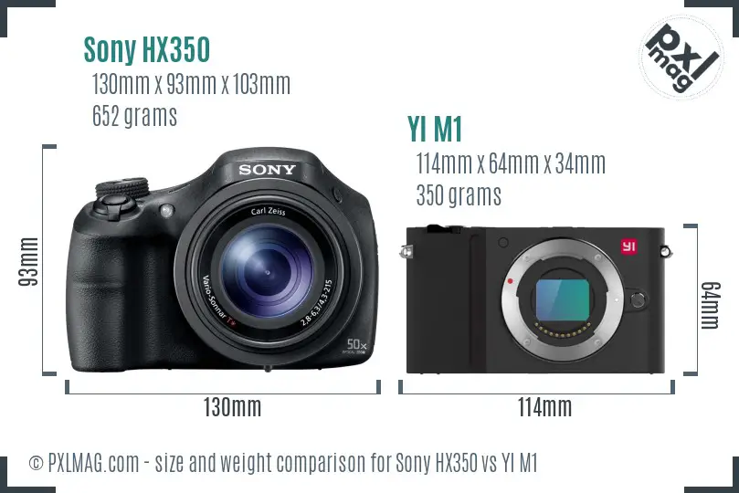 Sony HX350 vs YI M1 size comparison