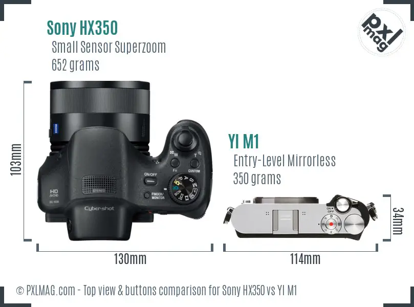 Sony HX350 vs YI M1 top view buttons comparison