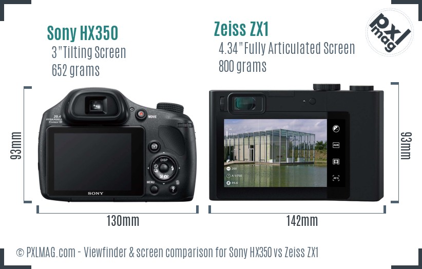 Sony HX350 vs Zeiss ZX1 Screen and Viewfinder comparison
