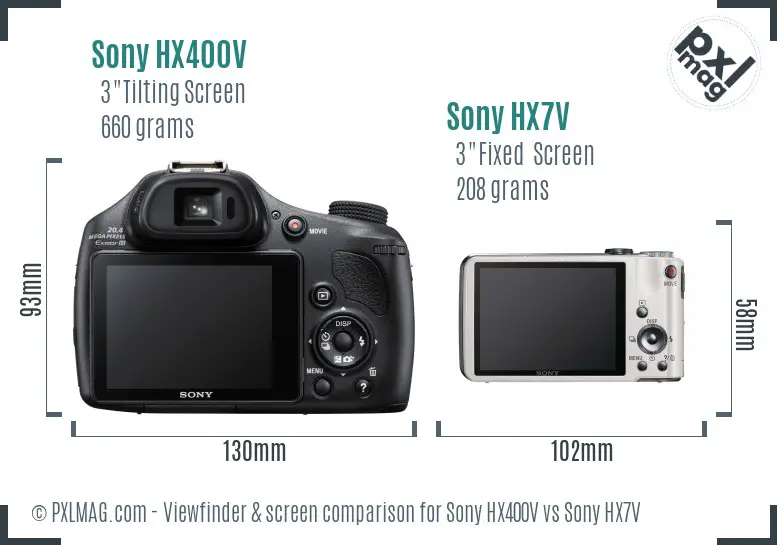 Sony HX400V vs Sony HX7V Screen and Viewfinder comparison