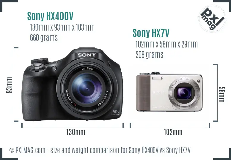Sony HX400V vs Sony HX7V size comparison