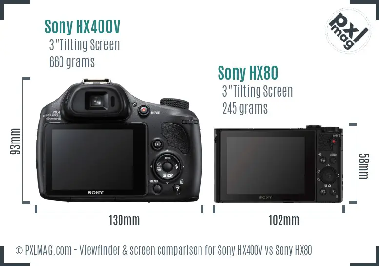 Sony HX400V vs Sony HX80 Screen and Viewfinder comparison