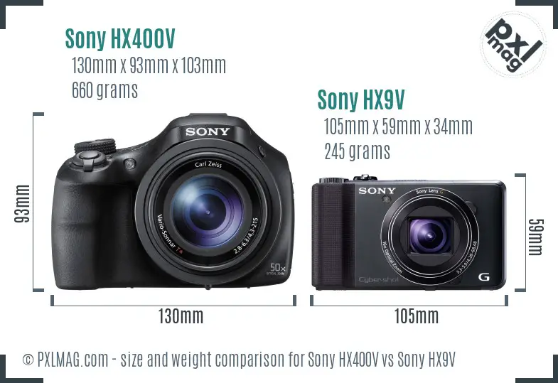 Sony HX400V vs Sony HX9V size comparison
