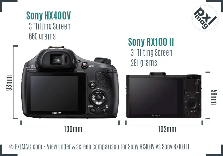 Sony HX400V vs Sony RX100 II Screen and Viewfinder comparison