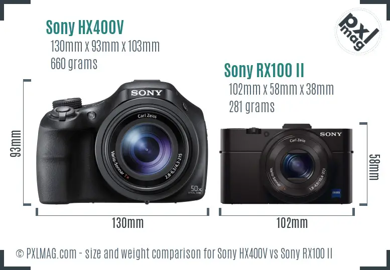 Sony HX400V vs Sony RX100 II size comparison