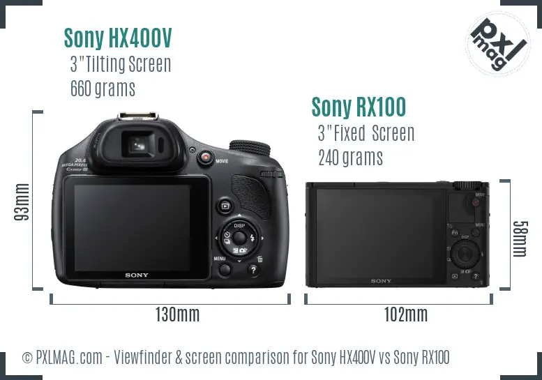 Sony HX400V vs Sony RX100 Screen and Viewfinder comparison