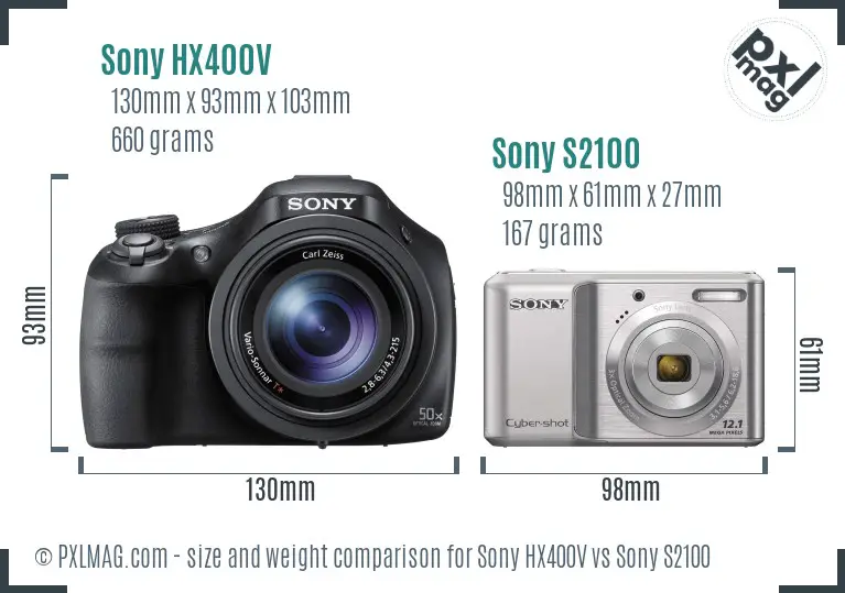 Sony HX400V vs Sony S2100 size comparison