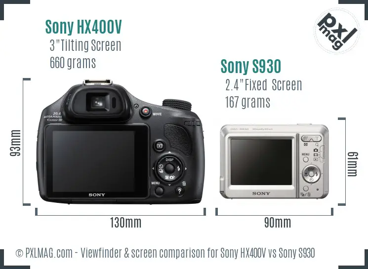 Sony HX400V vs Sony S930 Screen and Viewfinder comparison
