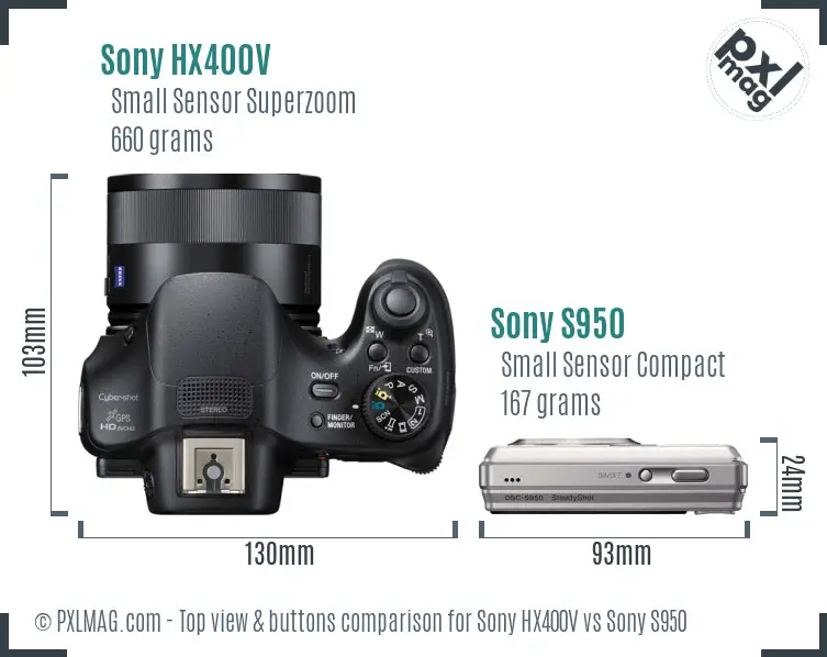 Sony HX400V vs Sony S950 top view buttons comparison