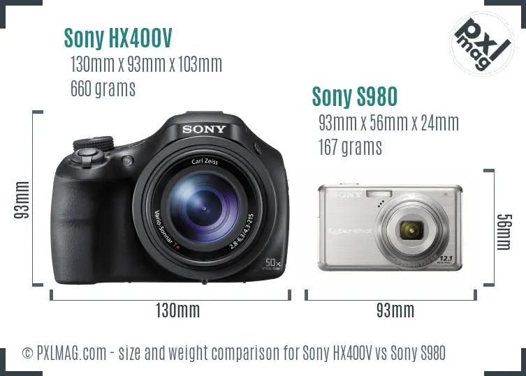 Sony HX400V vs Sony S980 size comparison